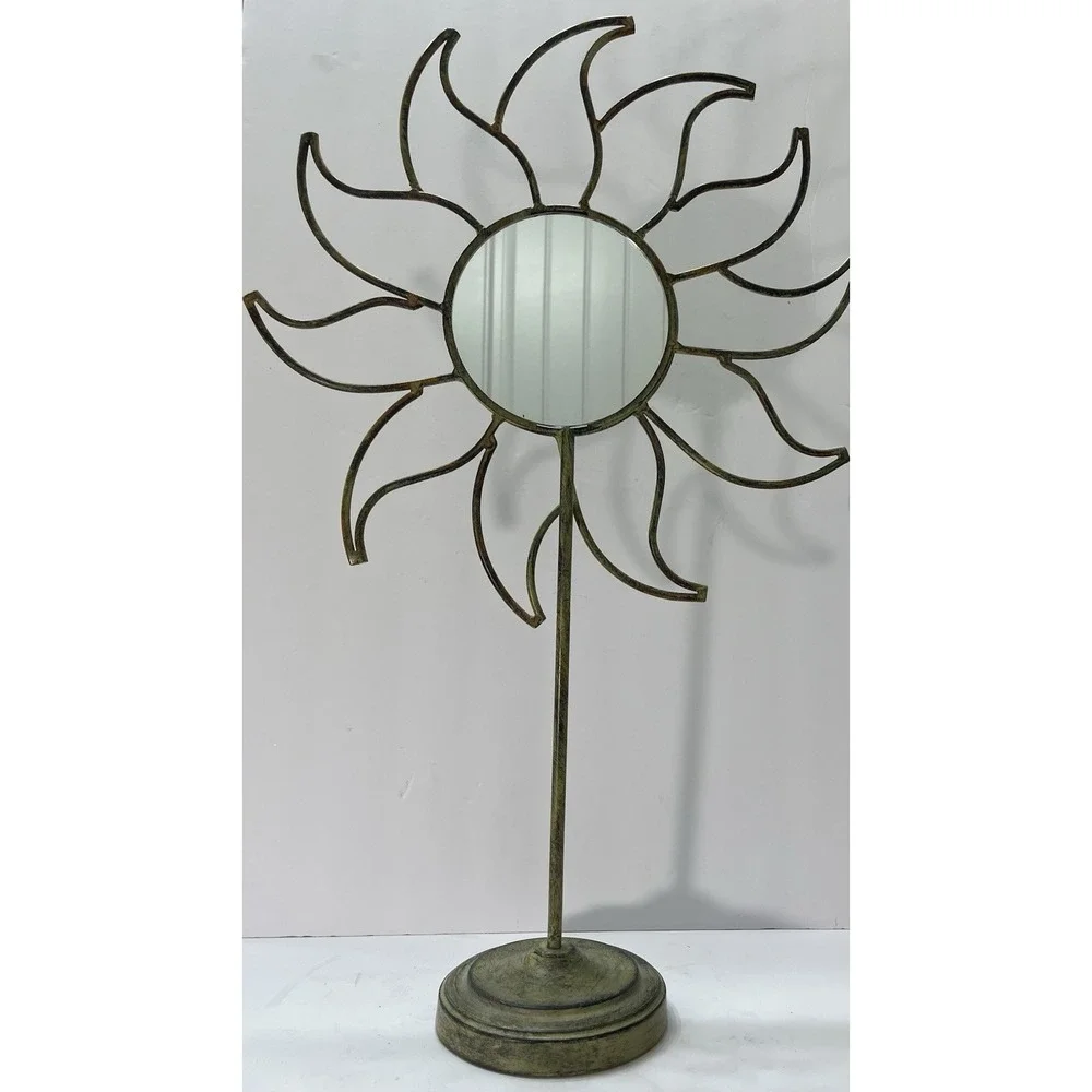 Vintage Celestial Sun Face/Mirror On Stand Metal 24
